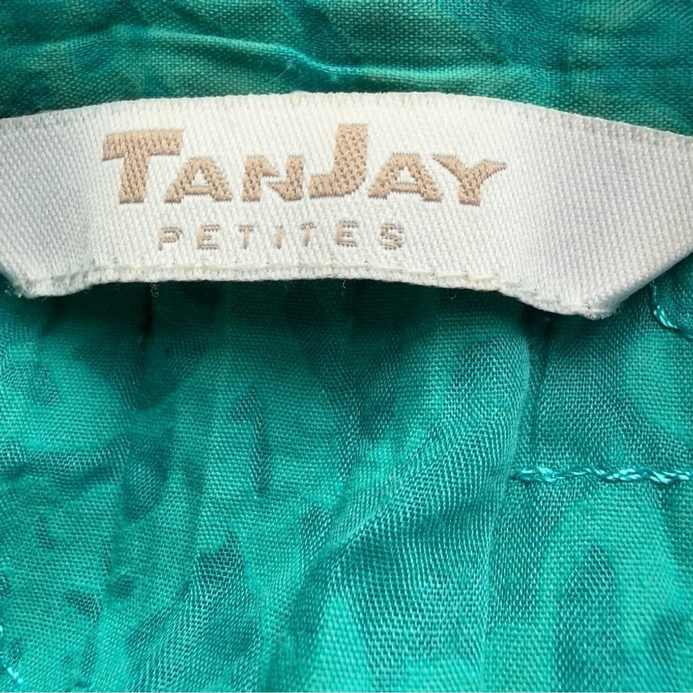 TanJay Turquoise Button-Down Embroidered Shirt Size MP Boho Office Lightweight - Picture 3 of 10
